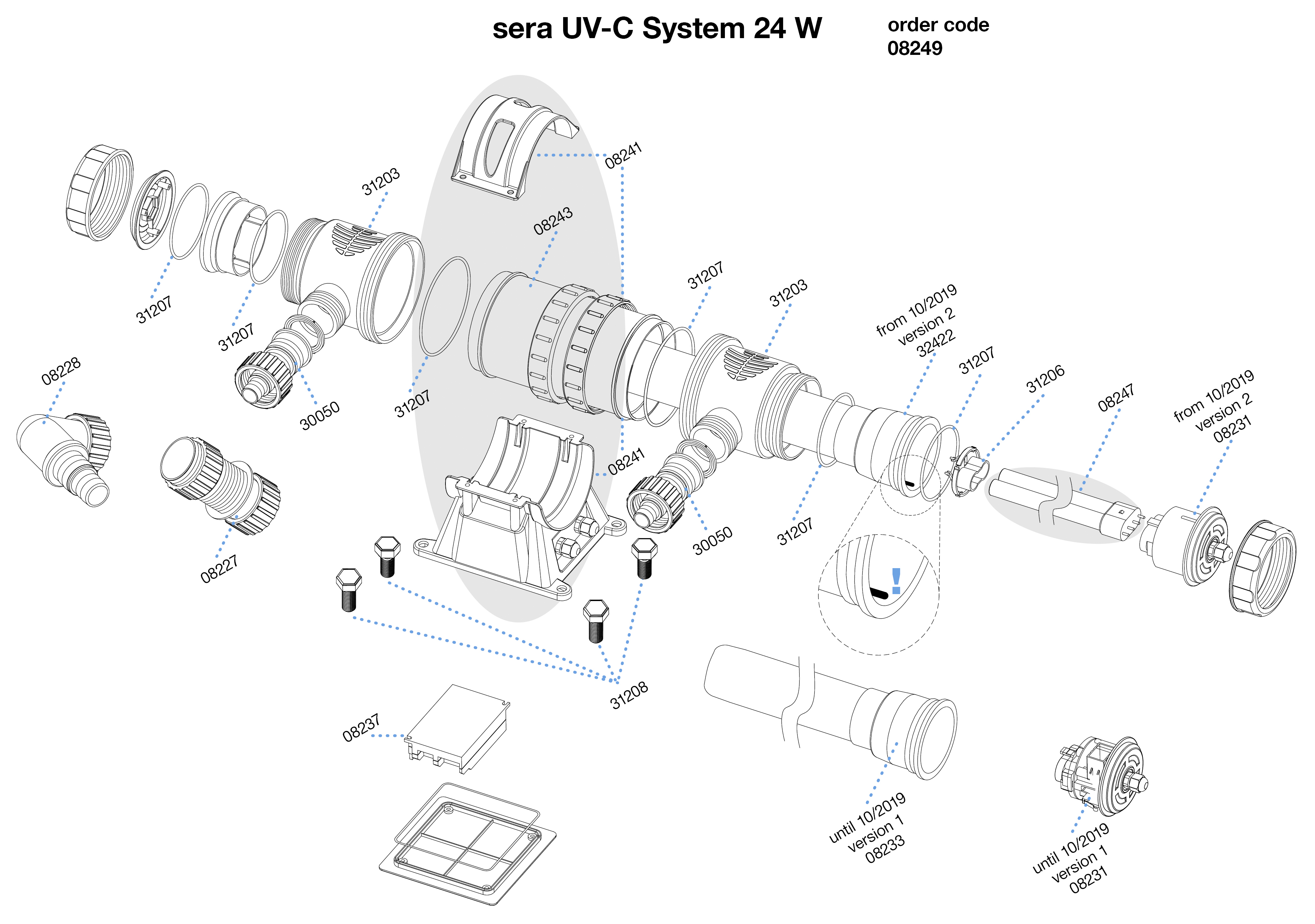 Hauptrohr für Sera 55W UV-C System 08245 