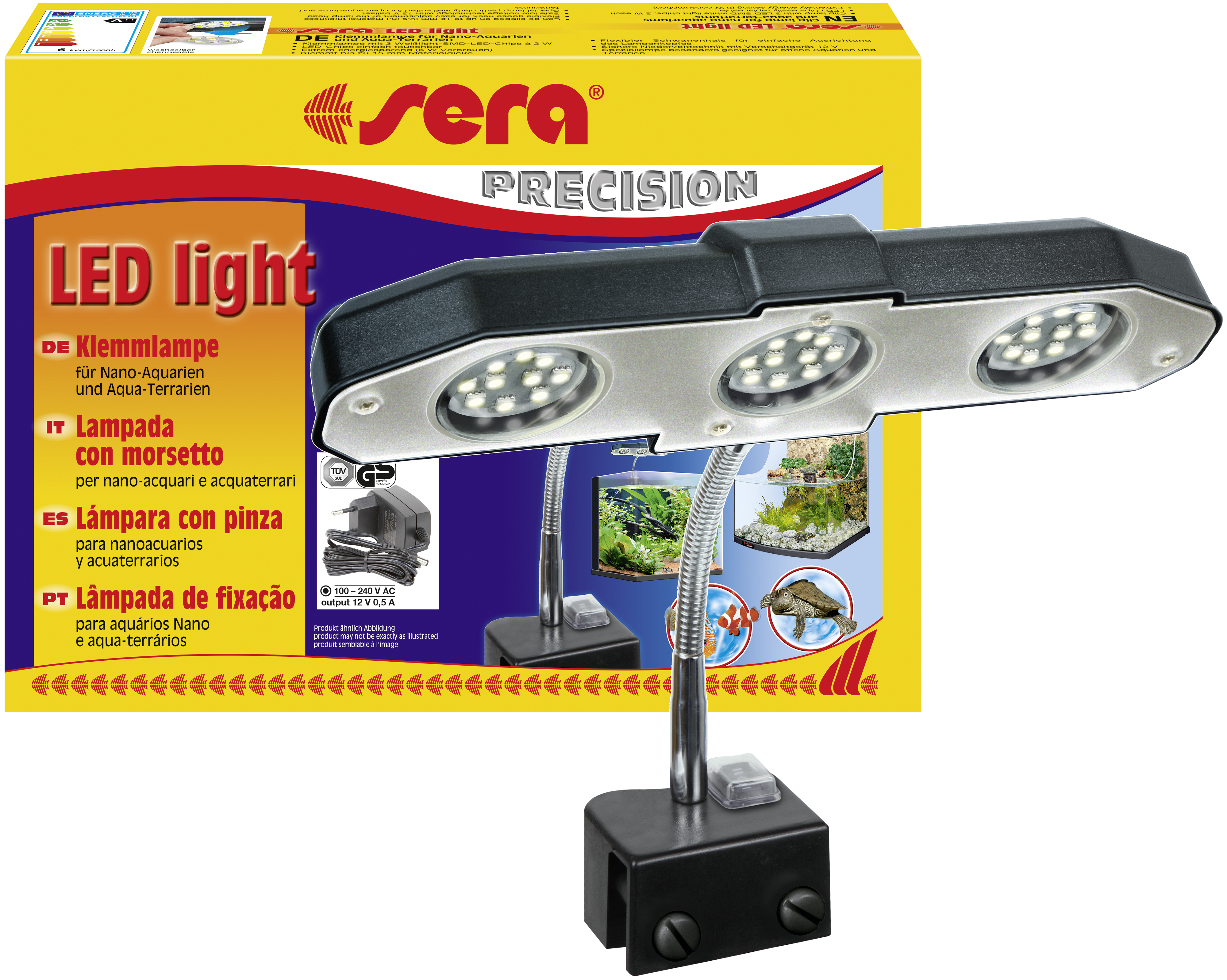 Sera LED fixture Silver/Black 800,1000 o 1200 mm iluminación 24 std envío