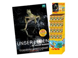 sera Plakat "Unser Leben" und Fischfutter